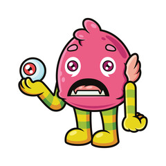 Cute monster cartoon with funny pose. Vector icon illustration isolated on white background