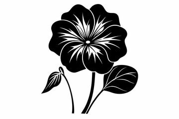 nasturtium flower line art silhouette vector illustration