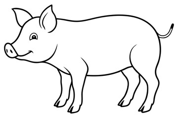 pig line art silhouette vector illustration