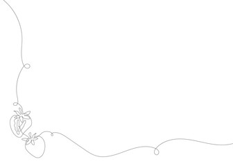 Strawberry continuous line background. One single line organic healthy food concept. Minimalism modern style graphics design