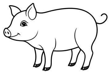 pig line art silhouette vector illustration