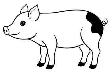 pig line art silhouette vector illustration