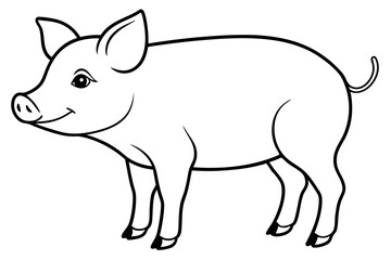 pig line art silhouette vector illustration