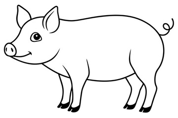 pig line art silhouette vector illustration