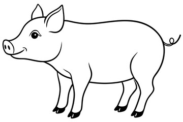 pig line art silhouette vector illustration
