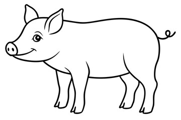 pig line art silhouette vector illustration