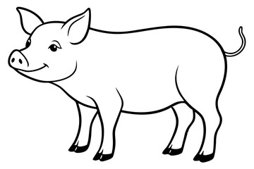 pig line art silhouette vector illustration