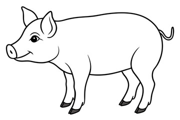 pig line art silhouette vector illustration