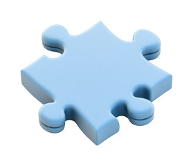 Single Light Blue Puzzle Piece for Completion Concept PNG on Transparent Background