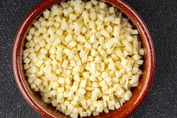 mozzarella cheese for pizza grated cheese fine fresh tasty food dish delicious gourmet food background on the table rustic food top view copy space