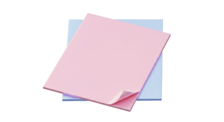 Isolated Pastel Pink Sticky Notes on Blue, Perfect for Reminders