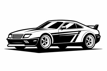 Obraz premium racing car line art silhouette vector illustration