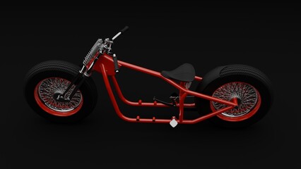 3d rendering motorcycle frame concept bobber style on black background © koes