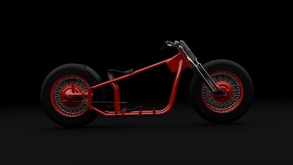 3d rendering motorcycle frame concept bobber style on black background © koes