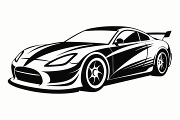 Fototapeta premium racing car line art silhouette vector illustration