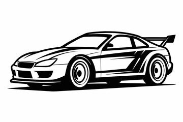 Obraz premium racing car line art silhouette vector illustration