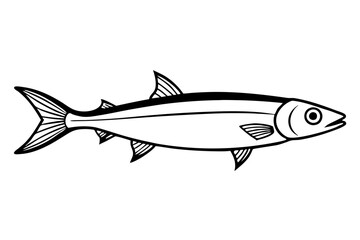 sardine line art silhouette vector illustration