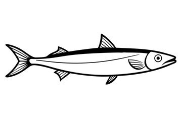 sardine line art silhouette vector illustration