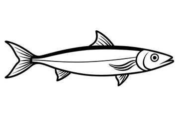 sardine line art silhouette vector illustration