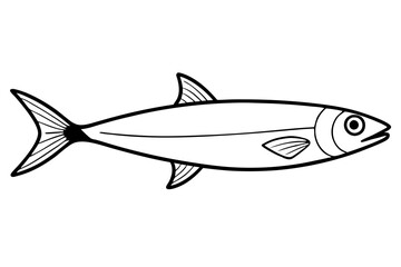 sardine line art silhouette vector illustration