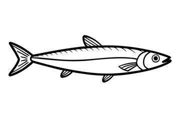 sardine line art silhouette vector illustration