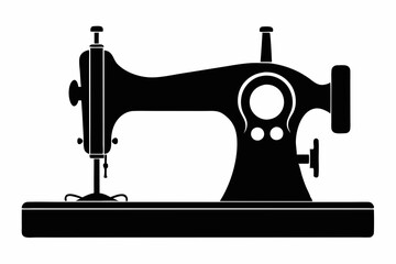 sewing machine line art silhouette vector illustration