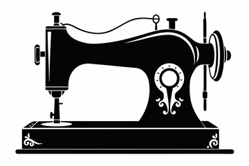 sewing machine line art silhouette vector illustration