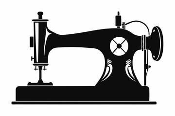 sewing machine line art silhouette vector illustration