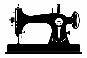 sewing machine line art silhouette vector illustration