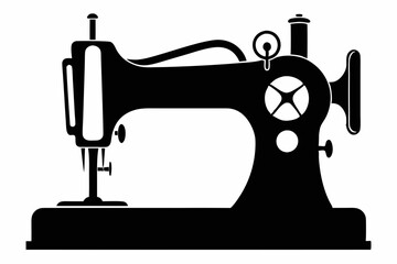 sewing machine line art silhouette vector illustration