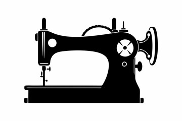 sewing machine line art silhouette vector illustration