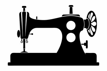 sewing machine line art silhouette vector illustration