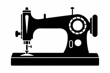 sewing machine line art silhouette vector illustration