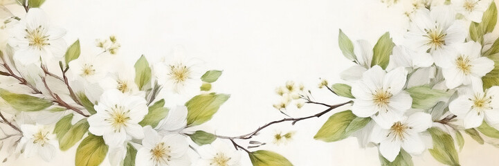 Fototapeta premium Watercolor illustration of flowers. Spring blossom composition.