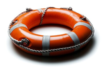 Orange Lifebuoy with Rope, Safety Equipment, Maritime Rescue, 3D Render