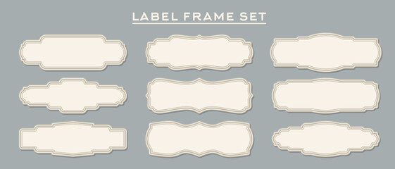 A set of simple vintage style frames, invitation labels, blank frame icons without text