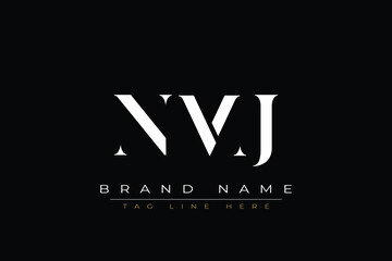NMJ abstract letter logo design. This logo is designed by three abstract letters