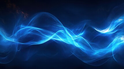 Fototapeta premium Bright blue light beams illuminate a dark space, forming a vivid and abstract display of movement and energy