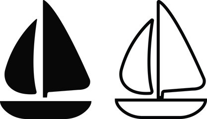 boat or ship icon in flat, line trendy style set. isolated on transparent background