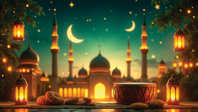 mosque at night ramadhan background