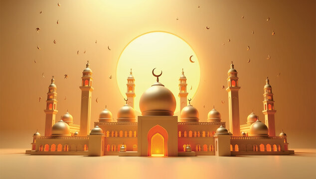 gold mosque ramadhan background