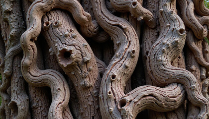 Obraz premium Gnarled tree trunk displays abstract patterns in nature, natural artwork