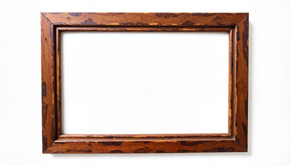 Rustic vintage wooden frame against white background, home decor concept