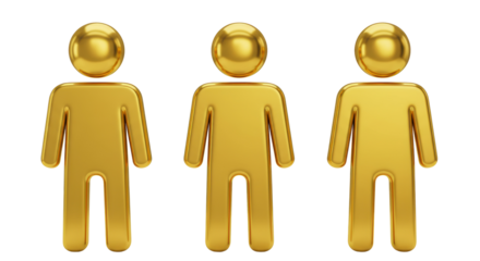 Isolated Three Golden Stick Figures