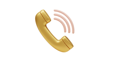 Isolated Golden Phone Receiver with Sound Waves