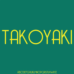 Decorative slab serif alphabet display font vector. Asian food typeface