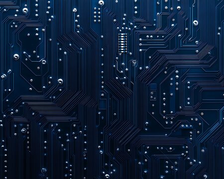 The close up shot depicts a computer circuit board background