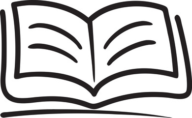 Doodle Book Icon - Hand-Drawn Line Art, ideal for concepts like reading, learning, and education.