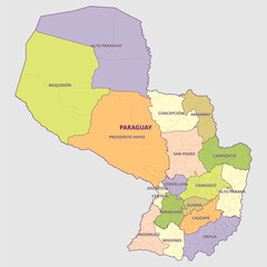 Isolated administrative divisions map of Paraguay