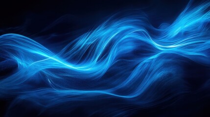 Obraz premium Bright blue light beams illuminate a dark space, forming a vivid and abstract display of movement and energy